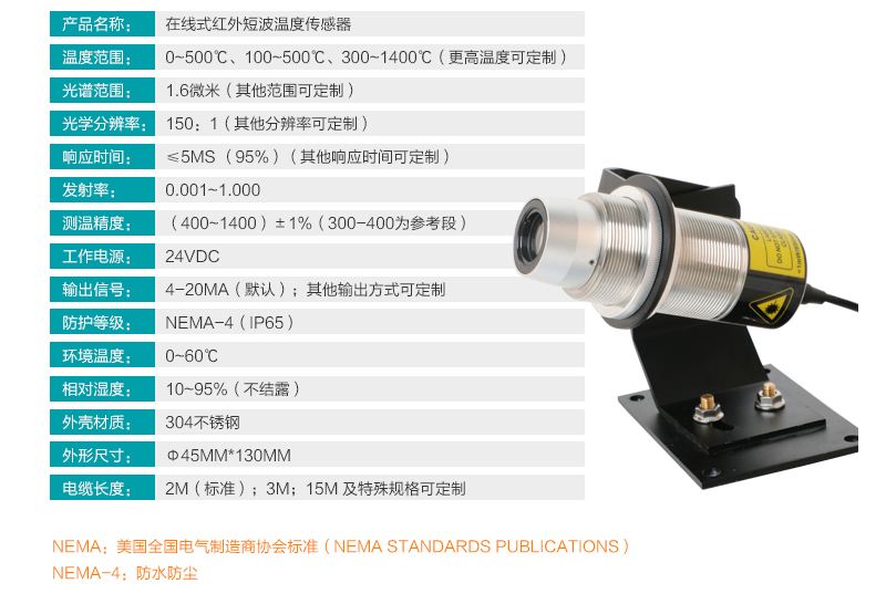 彩名堂MIK-AS-10工业在线式短波红外测温仪