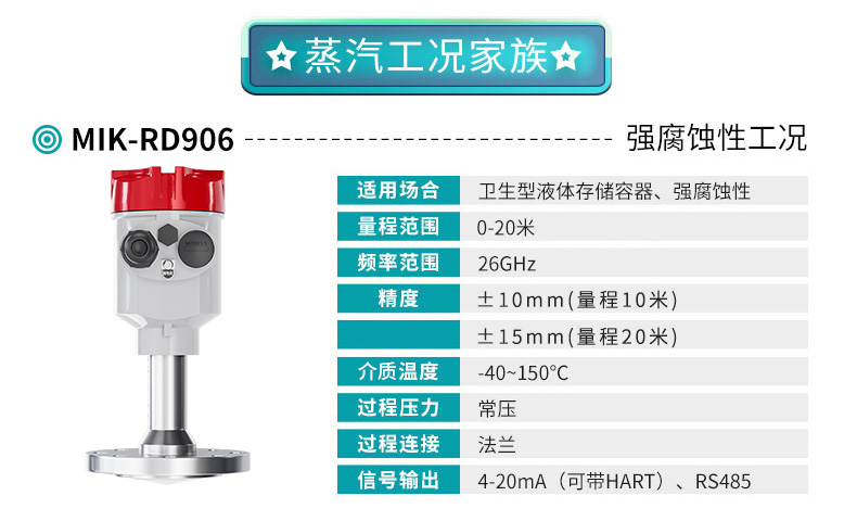 彩名堂MIK-RD906高频雷达液位计产品参数表